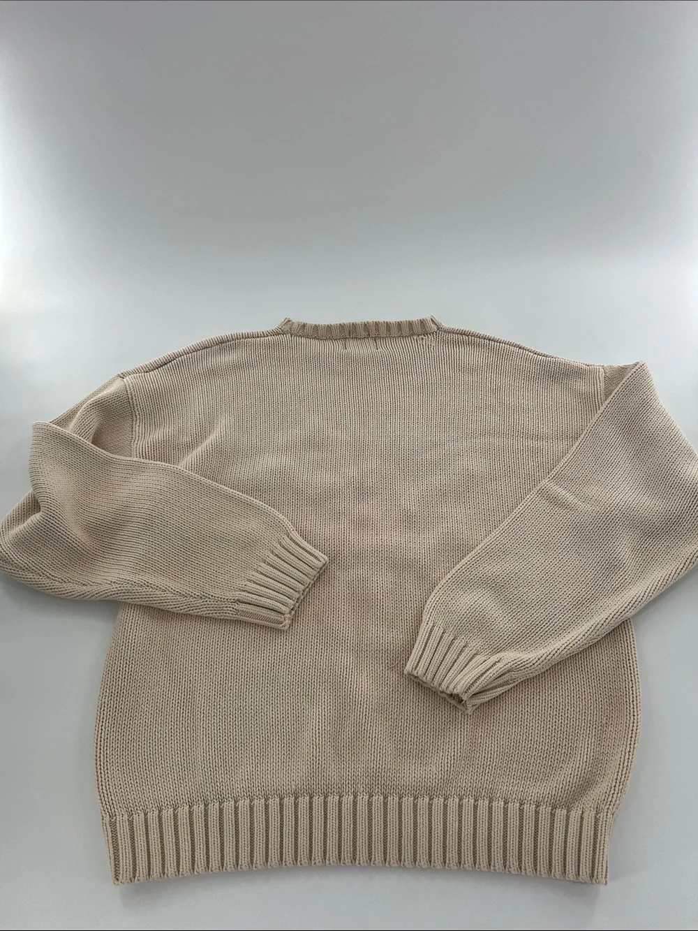 Vintage Ralph Lauren Chaps Cream Logo Knit Sweater oars Preppy Academia Rush XL
